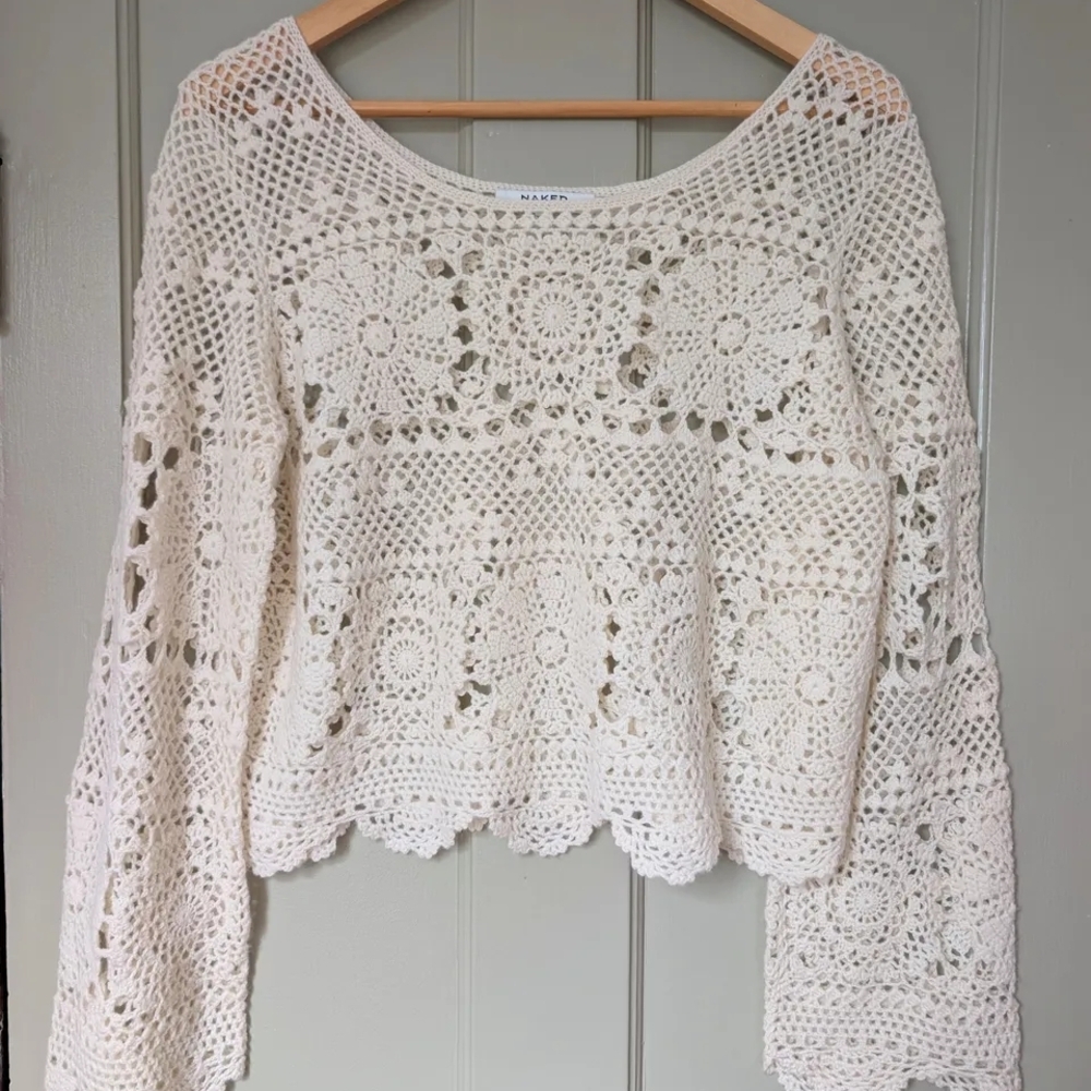 NakedCashmere Cream Crochet Blouse